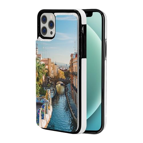 DCEHGEW Schutzhülle für iPhone 12-6,1 Zoll (30,5–15,5 cm), Flip-Lederhülle, stoßfest, Brieftaschen-Handyhülle, Schutz mit 2 Kartenfächern, Weiß von DCEHGEW