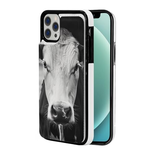DCEHGEW Schutzhülle für iPhone 12 Mini, 13,7 cm (5,4 Zoll), Klappetui, Leder, stoßfest, Brieftaschenformat, mit 2 Kartenfächern, Schwarz und Weiß von DCEHGEW