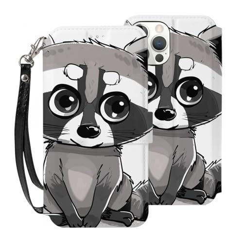 DCEHGEW Schutzhülle für iPhone 12 Mini, 13,7 cm (5,4 Zoll), PU-Leder, stoßfest, Brieftaschen-Handyhülle, Schutz mit 3 Kartenfächern und Handschlaufe, Weiß von DCEHGEW