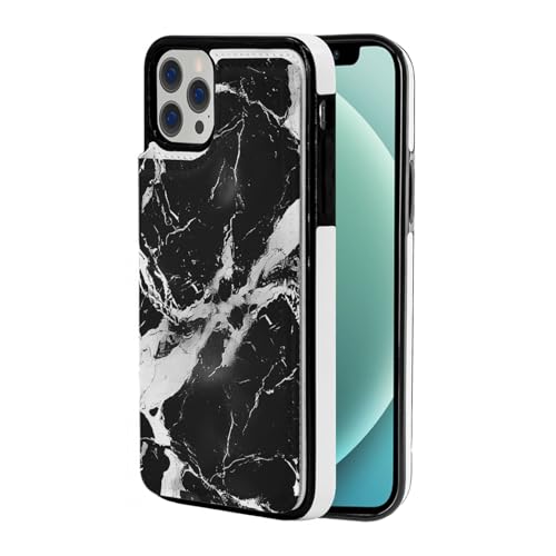 DCEHGEW Schutzhülle für iPhone 12 Pro Max, 17 cm (6,7 Zoll), Klappetui, Leder, stoßfest, Brieftaschenformat, mit 3 Kartenfächern, Schwarz und Weiß von DCEHGEW