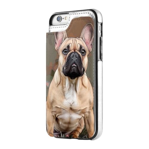 DCEHGEW Schutzhülle für iPhone 7/8, Motiv: Französische Bulldogge, bedruckt, Leder, stoßfest, Brieftaschenformat, Schwarz von DCEHGEW