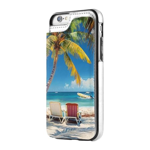 DCEHGEW Schutzhülle für iPhone 7/8, Motiv: Strand Palme, Stühle, Boote, bedruckte Handyhülle, Leder, stoßfest, Brieftasche, Schwarz DCEHGEW Schutzhülle für iPhone 7/8, Motiv: Strand Palme, Stühle, Boote, bedruckte Handyhülle, Leder, stoßfest, Brieftasche, Schwarz von DCEHGEW