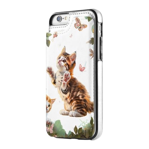 DCEHGEW Schutzhülle für iPhone 7/8, Motiv: niedliches Kätzchen, Schmetterling, Leder, stoßfest, Brieftaschen-Schutzhülle DCEHGEW Schutzhülle für iPhone 7/8, Motiv: niedliches Kätzchen, Schmetterling, Leder, stoßfest, Brieftaschen-Schutzhülle von DCEHGEW