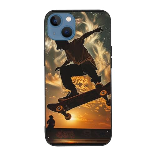 DCEHGEW Skateboard-bedruckte Handyhülle für iPhone 13 15,5 cm (6,1 Zoll) – Niedliche, stoßfeste Handyhülle für iPhone 13, Anti-Fingerabdruck, kein Vergilben, Weiß von DCEHGEW