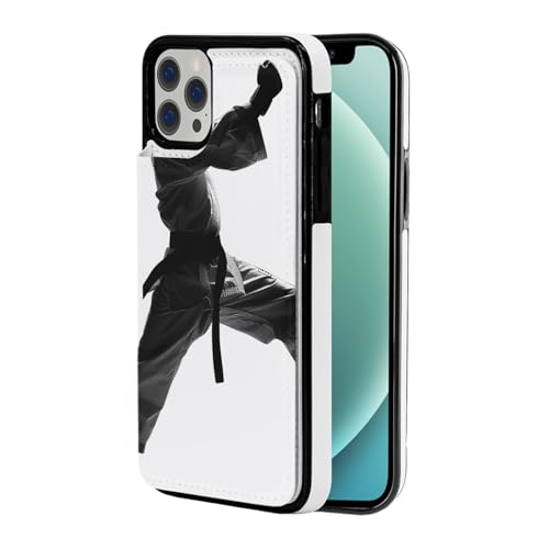 DCEHGEW Taekwondo Kampfsport-Handyhülle für iPhone 12 Pro Max – 17 cm (6,7 Zoll), Klapp-Lederhülle, stoßfest, Brieftaschen-Handyhülle, Schutz mit 3 Kartenfächern, Weiß von DCEHGEW