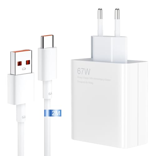 67W Xiaomi cargador rápido Turbo Carga Adaptador de Cargador con cable USB C de 2m para Xiaomi 13T 13 12S Ultra 12 Lite 12X 11T Redmi Note 13 12 11Pro 11S 10 Mi 11 Ultra 11i 10T Lite POCO X6 M6 X5 Pro von DCFUN