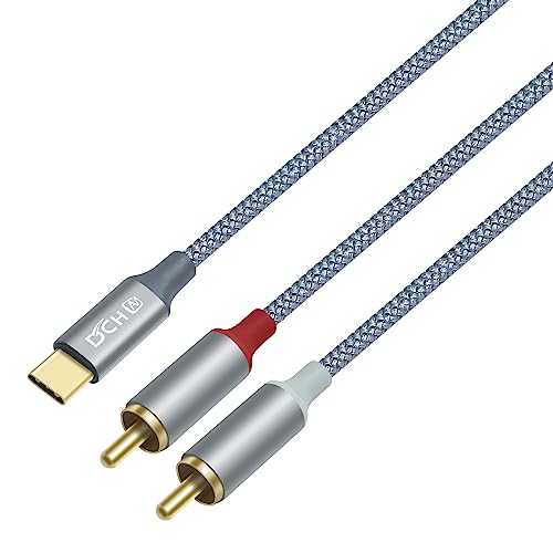 DCHAV 4 Fuß RCA auf USB C Audiokabel Typ C auf 2 RCA Adapterkabel Stecker 2RCA Y Splitter Nylon geflochtener Draht Rot Weiß Schnittstelle von DCHAV