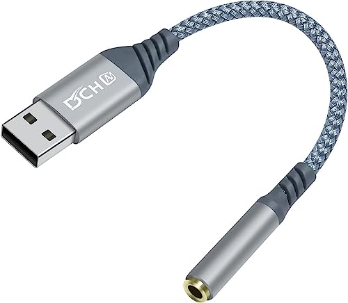 DCHAV USB auf 3,5 mm Audio Adapter Mikrofon Kopfhöreranschluss Externe Soundkarte AUX USB Typ A auf 3,5 mm Kabel 4polige TRRS Buchse Schnittstelle Leitungssteuerung von DCHAV