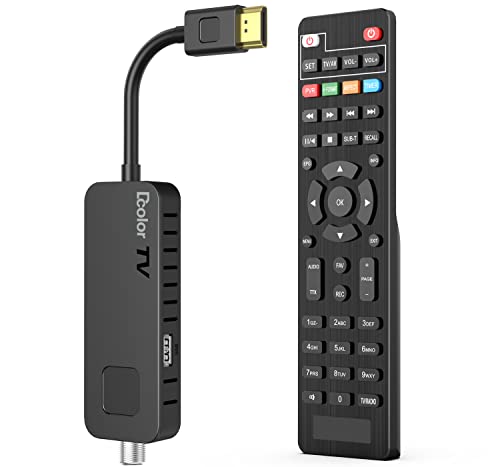 Dcolor DVB-S/S2 Sat Receiver - HDMI Full-HD 1080P Satelliten Receiver TV Stick [Versteckt hinter TV] - USB2.0 Media Player und PVR-Rekorder [2in1 TV-Steuerelemente] [Astra Hotbird Vorinstallation] von DCOLOR