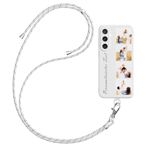 DCPPCY Handykette Personalisierte Handyhülle für Samsung Galaxy A13 4G, Selbst Gestalten Hülle mit Handyband Kette, TPU Custom handyhülle mit Foto Bild Text, Hülle mit Eigenem Foto (Mehrfarbig) von DCPPCY