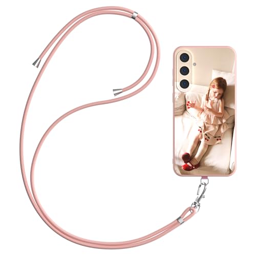 DCPPCY Handykette Personalisierte Handyhülle für Samsung Galaxy A25 5G, Selbst Gestalten Hülle mit Handyband Kette, TPU Custom handyhülle mit Foto Bild Text, Hülle mit Eigenem Foto (Mehrfarbig) von DCPPCY