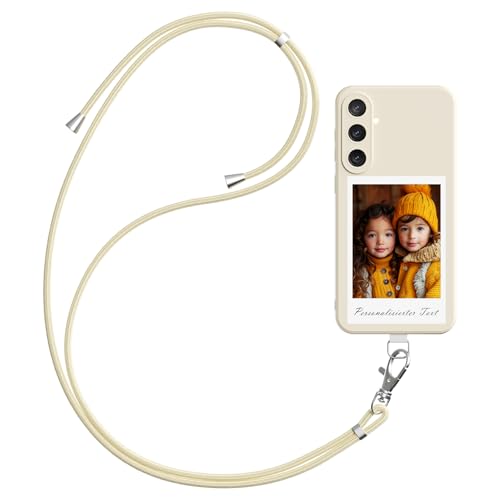 DCPPCY Handykette Personalisierte Handyhülle für Samsung Galaxy A35 5G, Selbst Gestalten Hülle mit Handyband Kette, TPU Custom handyhülle mit Foto Bild Text, Hülle mit Eigenem Foto (Mehrfarbig) von DCPPCY