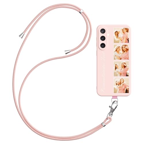 DCPPCY Handykette Personalisierte Handyhülle für Samsung Galaxy S22 5G, Selbst Gestalten Hülle mit Handyband Kette, TPU Custom handyhülle mit Foto Bild Text, Hülle mit Eigenem Foto (Mehrfarbig) von DCPPCY