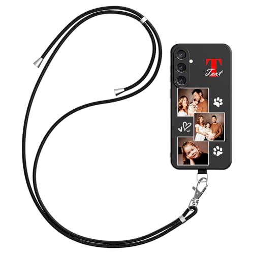 DCPPCY Handykette Personalisierte Handyhülle für Samsung Galaxy S24+ 5G, Selbst Gestalten Hülle mit Handyband Kette, TPU Custom handyhülle mit Foto Bild Text, Hülle mit Eigenem Foto (Mehrfarbig) von DCPPCY