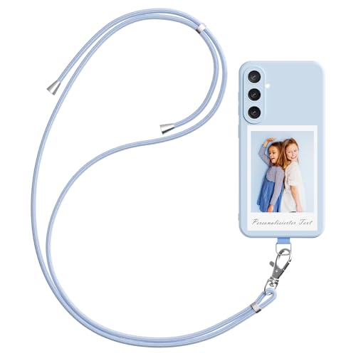 DCPPCY Handykette Personalisierte Handyhülle für Samsung Galaxy S24 5G, Selbst Gestalten Hülle mit Handyband Kette, TPU Custom handyhülle mit Foto Bild Text, Hülle mit Eigenem Foto (Mehrfarbig) von DCPPCY
