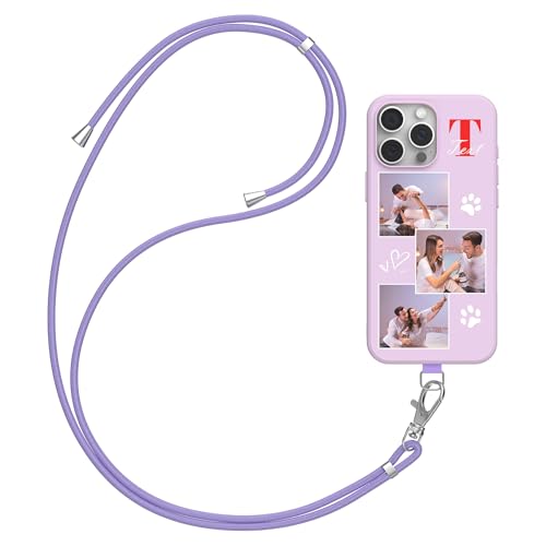 DCPPCY Handykette Personalisierte Handyhülle für iPhone 13, Selbst Gestalten Hülle mit Handyband Kette, TPU Custom handyhülle mit Foto Bild Text, Hülle mit Eigenem Foto (Mehrfarbig) von DCPPCY