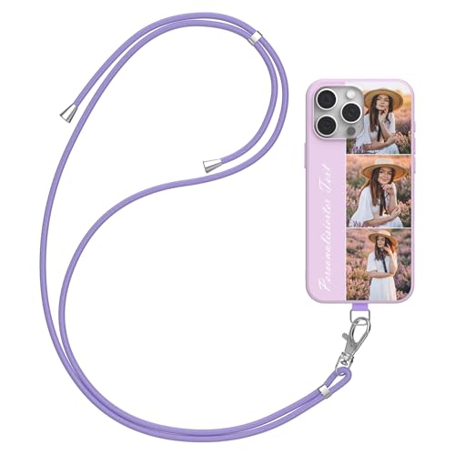 DCPPCY Handykette Personalisierte Handyhülle für iPhone 13, Selbst Gestalten Hülle mit Handyband Kette, TPU Custom handyhülle mit Foto Bild Text, Hülle mit Eigenem Foto (Mehrfarbig) von DCPPCY