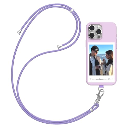 DCPPCY Handykette Personalisierte Handyhülle für iPhone 13, Selbst Gestalten Hülle mit Handyband Kette, TPU Custom handyhülle mit Foto Bild Text, Hülle mit Eigenem Foto (Mehrfarbig) von DCPPCY