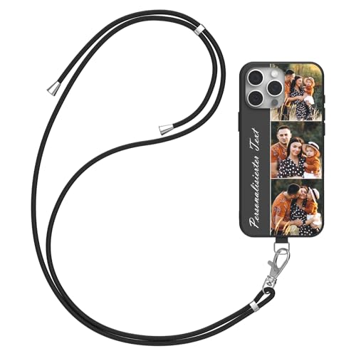 DCPPCY Handykette Personalisierte Handyhülle für iPhone 13 Mini, Selbst Gestalten Hülle mit Handyband Kette, TPU Custom handyhülle mit Foto Bild Text, Hülle mit Eigenem Foto (Mehrfarbig) von DCPPCY
