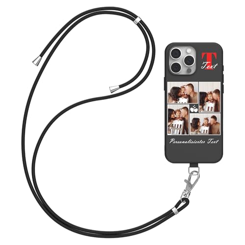 DCPPCY Handykette Personalisierte Handyhülle für iPhone 13 Mini, Selbst Gestalten Hülle mit Handyband Kette, TPU Custom handyhülle mit Foto Bild Text, Hülle mit Eigenem Foto (Mehrfarbig) von DCPPCY