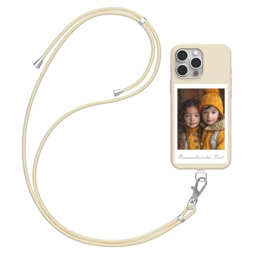 DCPPCY Handykette Personalisierte Handyhülle für iPhone 13 Pro Max, Selbst Gestalten Hülle mit Handyband Kette, TPU Custom handyhülle mit Foto Bild Text, Hülle mit Eigenem Foto (Mehrfarbig) von DCPPCY