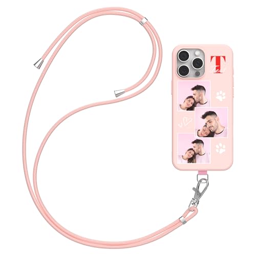DCPPCY Handykette Personalisierte Handyhülle für iPhone 14, Selbst Gestalten Hülle mit Handyband Kette, TPU Custom handyhülle mit Foto Bild Text, Hülle mit Eigenem Foto (Mehrfarbig) von DCPPCY