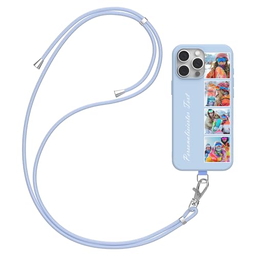 DCPPCY Handykette Personalisierte Handyhülle für iPhone 15 Plus, Selbst Gestalten Hülle mit Handyband Kette, TPU Custom handyhülle mit Foto Bild Text, Hülle mit Eigenem Foto (Mehrfarbig) von DCPPCY
