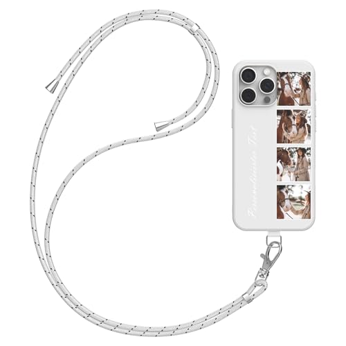 DCPPCY Handykette Personalisierte Handyhülle für iPhone 15 Pro Max, Selbst Gestalten Hülle mit Handyband Kette, TPU Custom handyhülle mit Foto Bild Text, Hülle mit Eigenem Foto (Mehrfarbig) von DCPPCY