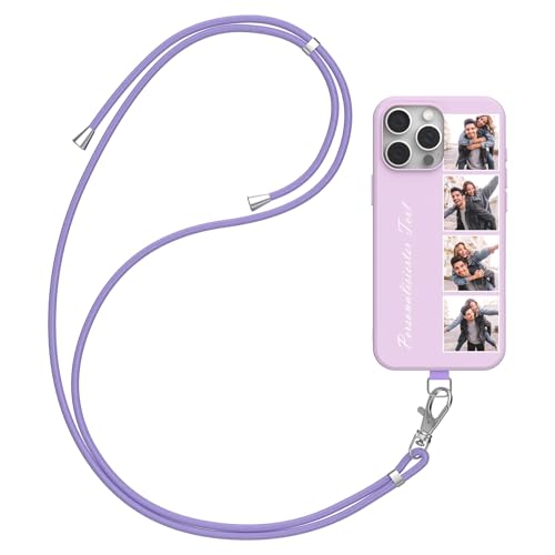 DCPPCY Handykette Personalisierte Handyhülle für iPhone 16, Selbst Gestalten Hülle mit Handyband Kette, TPU Custom handyhülle mit Foto Bild Text, Hülle mit Eigenem Foto (Mehrfarbig) von DCPPCY