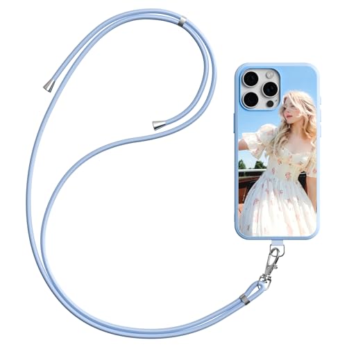 DCPPCY Handykette Personalisierte Handyhülle für iPhone 16 Pro, Selbst Gestalten Hülle mit Handyband Kette, TPU Custom handyhülle mit Foto Bild Text, Hülle mit Eigenem Foto (Mehrfarbig) von DCPPCY