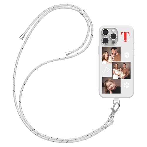 DCPPCY Handykette Personalisierte Handyhülle für iPhone 16 Pro, Selbst Gestalten Hülle mit Handyband Kette, TPU Custom handyhülle mit Foto Bild Text, Hülle mit Eigenem Foto (Mehrfarbig) von DCPPCY