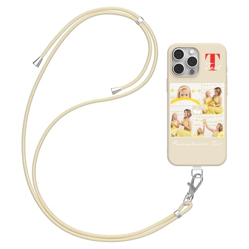 DCPPCY Handykette Personalisierte Handyhülle für iPhone 16 Pro Max, Selbst Gestalten Hülle mit Handyband Kette, TPU Custom handyhülle mit Foto Bild Text, Hülle mit Eigenem Foto (Mehrfarbig) von DCPPCY