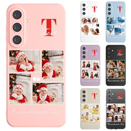 DCPPCY Personalisierte Handyhülle mit Foto Text für Samsung Galaxy A52/A52s 4G/5G, Handyhülle Selbst Gestalten mit Mehreren Bild Text, TPU Stoßfest Hülle Personalisierte Foto Hüll für Familie von DCPPCY