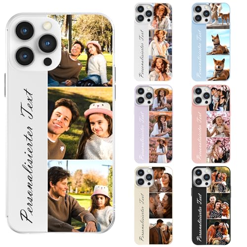 DCPPCY Personalisierte Handyhülle mit Foto Text für iPhone 7 Plus/8 Plus, Handyhülle Selbst Gestalten mit Mehreren Bild Text, TPU Stoßfest Hülle Personalisierte Foto Hüll für Familie (Mehrfarbig) von DCPPCY