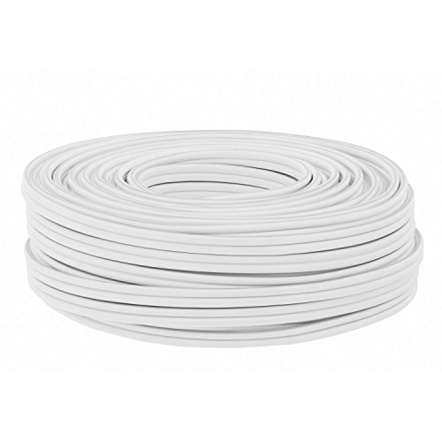 DCSk 50m Kupferkabel (2 x 1,5mm²) I Hochreines Vollkupfer I Isoliertes Lautsprecherkabel (LS), HiFi-Kabel I Hochwertiges High End Boxenkabel als Meterware I weiss von DCSk