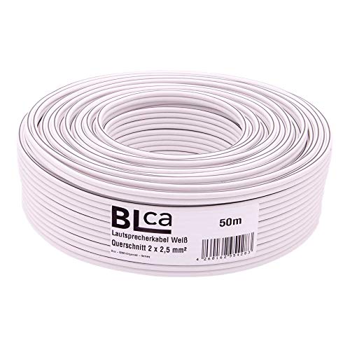 DCSk BLca 50m 2x2,5mm² Lautsprecherkabel CCA I Boxenkabel isoliert weiß mit Polaritätskennzeichnung I LS-Kabel als Meterware für Stereoanlage etc. von DCSk