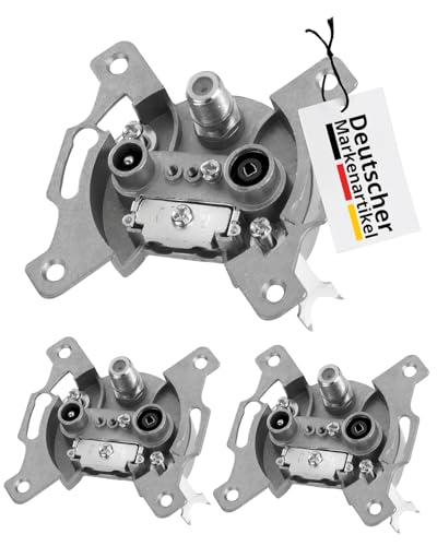 DCT Delta 3X Sat Dose unterputz, 3 Ausgänge, unicable & Kabelfernsehen tauglich, Stichdose, Antennendose, DVB-C, DVB-S/S2, DVB-T/T2, DAB +, DC Pass, 5-2400 MHz von DCT Delta