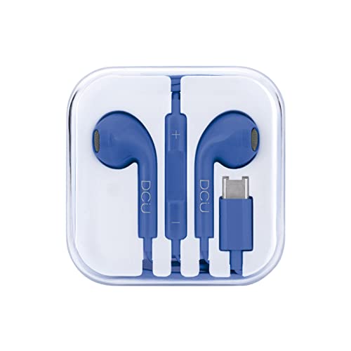 DCU TECNOLOGIC | Kopfhörer, kabelgebundene Kopfhörer mit USB-Anschluss, Mikrofon und Lautstärkeregler, Typ C, mit Stereo-Solido, Blau von DCU TECNOLOGIC
