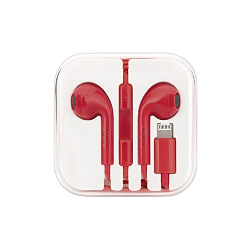 DCU TECNOLOGIC Kopfhörer für iPhone/iPad, mit Mikrofon und Lautstärkeregler, Stereo-Sound, Rot von DCU TECNOLOGIC
