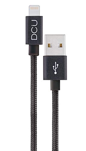 DCU TECNOLOGIC | Ladekabel | Lightning-Kabel | Apple Inc. genehmigt | USB 2.0 | Kompatibel mit iPhone, iPad, iPod | Aluminium | 1M | Schwarz von DCU TECNOLOGIC