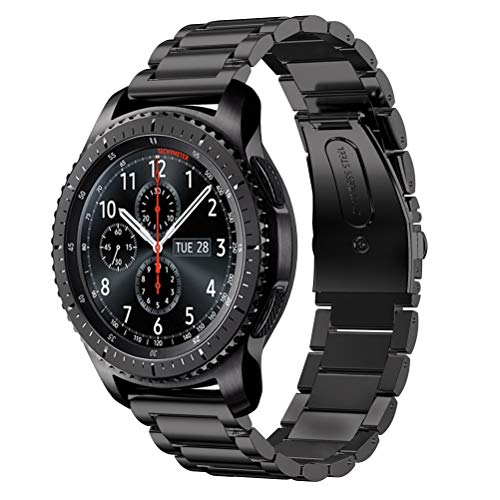 DD Armband Kompatibel mit Galaxy Watch 46mm / Galaxy Watch 3 45mm / Samsung Gear S3 Frontier/Classic Smartwatch/Huawei Watch GT, 22mm Edelstahl Ersat Uhrenarmband (Schwarz) von DD