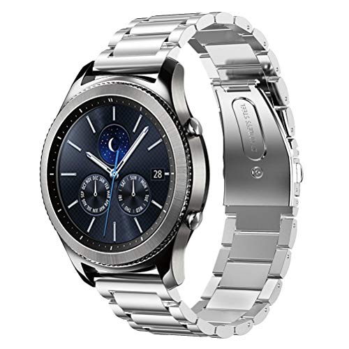 DD Armband Kompatibel mit Galaxy Watch 46mm / Galaxy Watch 3 45mm / Samsung Gear S3 Frontier/Classic Smartwatch/Huawei Watch GT, 22mm Edelstahl Ersat Uhrenarmband (Silber) von DD