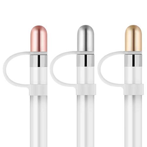 DD Kompatibel mit Apple Pencil Kappe, Aluminium Anti-Verlust Magnetisch Ersatzkappen für Apple Pencil 1. Generation (3 Stück) von DD