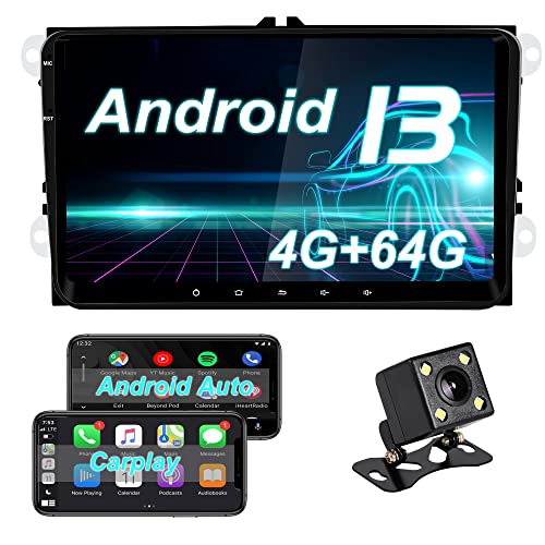 DDKUS Android 13 Autoradio für VW Volkswagen Golf Polo Caddy Amarok Passat Seat Skoda Touran Tiguan, 9" Auto GPS Navigation Radio Stereo 8-Core 4GB RAM 64GB Rom Unterstützung Carplay Android Auto von DDKUS