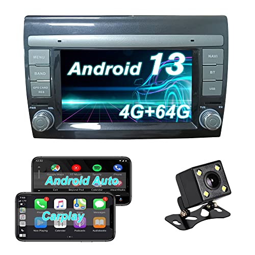 DDKUS Autoradio Stereo GPS für FIAT Bravo 2007-2012 Android 13 Octa Core 4GB RAM 64GB ROM 7" Auto Multimedia GPS System Unterstützung Autohalterung Auto/TPMS/OBD/4G WiFi/DAB von DDKUS