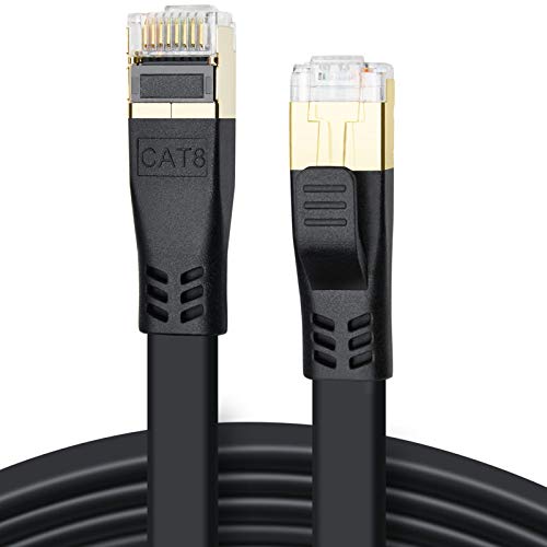 Cat 8 LAN Kabel 5m, Hochgeschwindigkeit 40Gbps 2000MHz SSTP CAT8 Flaches Patchkabel, Gigabit Internet Netzwerkkabel mit Vergoldetem RJ45 Stecker für Gaming, Modem, Router, Xbox, PC (5m/Schwarz) von DDMALL