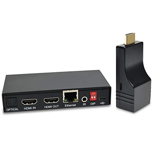 DDMALL 4K HDMI Extender Unterstützt Lokales Loopout, bis zu 70M bei 4K@60Hz über CAT5e/CAT6 Kabel, HDR, HDCP 2.2/1.4, HDMI 2.0, unterstützt SPDIF und Analog Audio, kompakte Größe, HE-35 von DDMALL