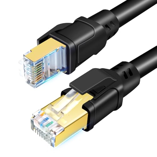 DDMALL CAT 8 Ethernet Kabel 1m, Hochgeschwindigkeit SFTP Netzwerkkabel 40Gbps 2000MHz 26AWG Internet LAN Kabel mit Vergoldetem RJ45 für Router, Modem, Gaming, Xbox, PCs (1m/schwarz) von DDMALL