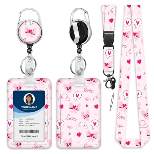 Schlüsselband für Ausweishalter für Damen, niedlich, Lehrer-Schlüsselband mit Ausweishalter-Clip, einziehbarer Schlüsselanhänger, Abzeichenspule, strapazierfähig, Lehrer, Krankenschwester, Arbeit von DDPDDP