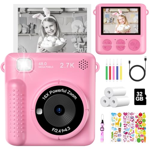 Kinderkamera Sofortbildkamera, 2,4 Zoll 1080P Bildschirm Sofortbildkamera Kinder mit 32GB Karte, 3 Rollen Druckpapier & Farbigen Stiften, Digital KameraKinder Spielzeug, Geschenk für Kinder 3-12 Jahre Kinderkamera Sofortbildkamera, 2,4 Zoll 1080P Bildschirm Sofortbildkamera Kinder mit 32GB Karte, 3 Rollen Druckpapier & Farbigen Stiften, Digital KameraKinder Spielzeug, Geschenk für Kinder 3-12 Jahre von DDULEOG